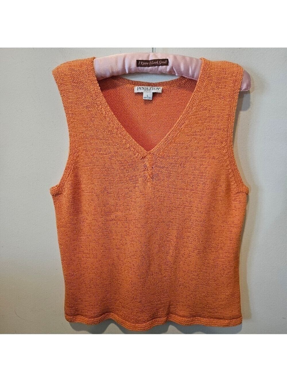 Pendleton Vintage Women's Coral Knit V-Neck Tank Top/Vest, Size LP